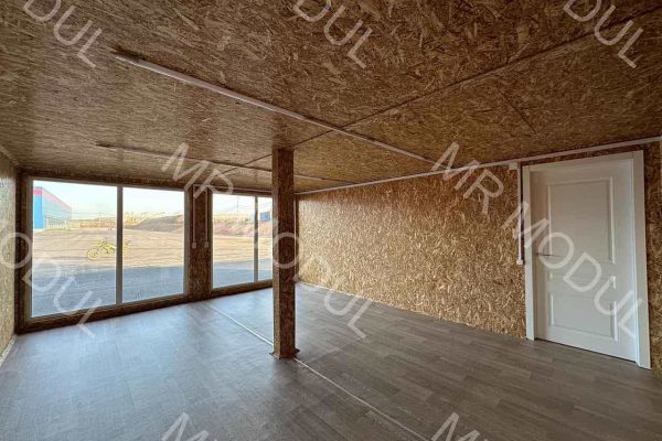 модульное здание с панорамным остеклением 240 м2 артикул 100151 фото в интерьере вид3