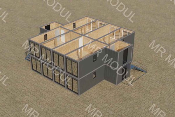 модульное здание с панорамным остеклением 240 м2 артикул 100151 в проекте вид 10