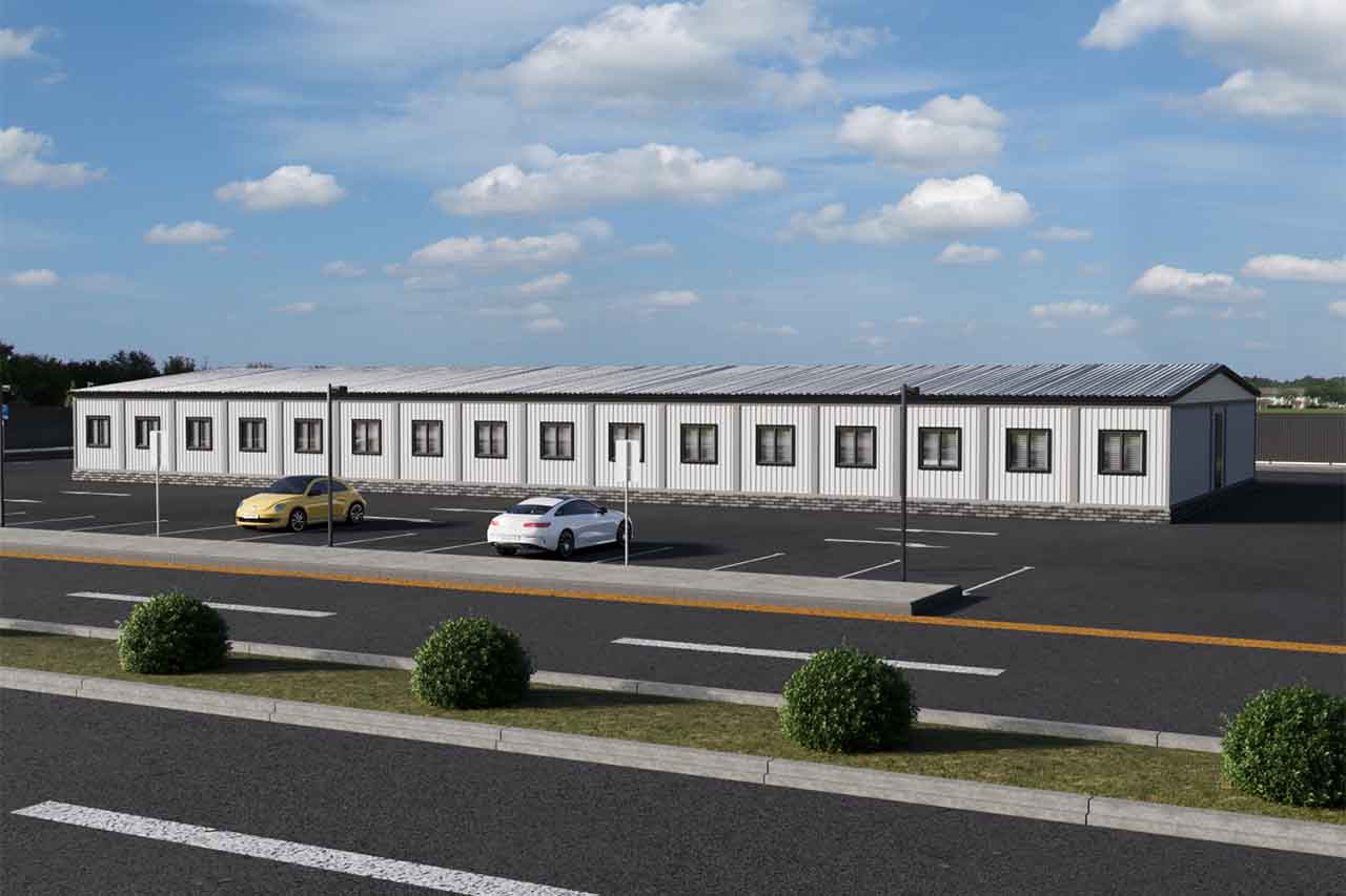 Модульное общежитие 553 кв.м артикул МО 8- 553 фасад вид 1