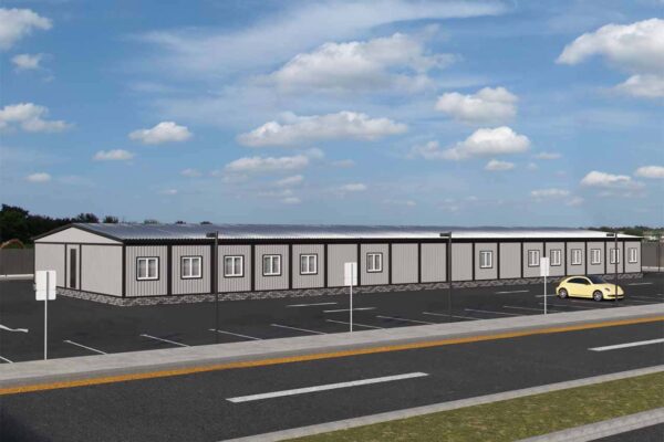 Модульное общежитие 622 м2 артикул МО 5- 622 фасад вид 2