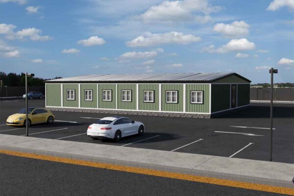 Модульное общежитие площадью 276 кв.м. артикул МО 7- 276 фасад вид1