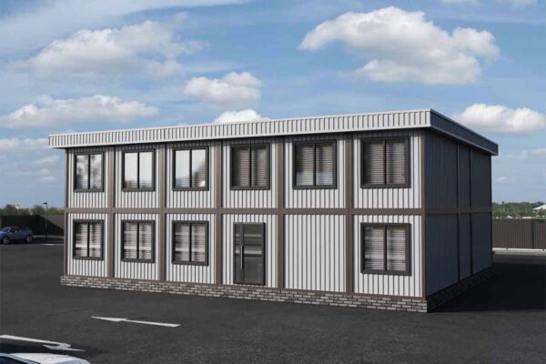 модульное офисное здание 346 кв.м. артикул МОЗ 2 - 346 фасад вид 1