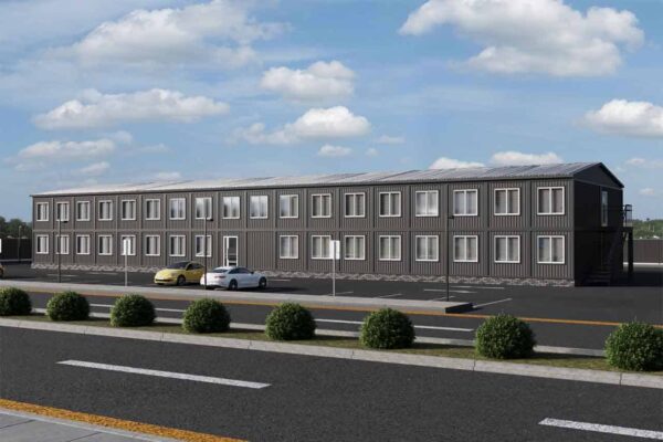 модульное офисное здание 518 м2 артикул МОЗ 3 - 518 фасад вид1