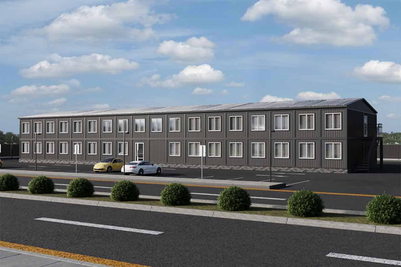 модульное офисное здание 518 м2 артикул МОЗ 3 - 518 фасад вид1