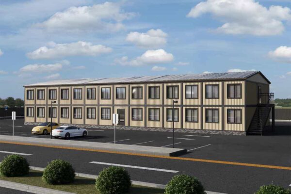 модульное офисное здание 726 кв.м. артикул МОЗ 4 - 726 фасад вид 1