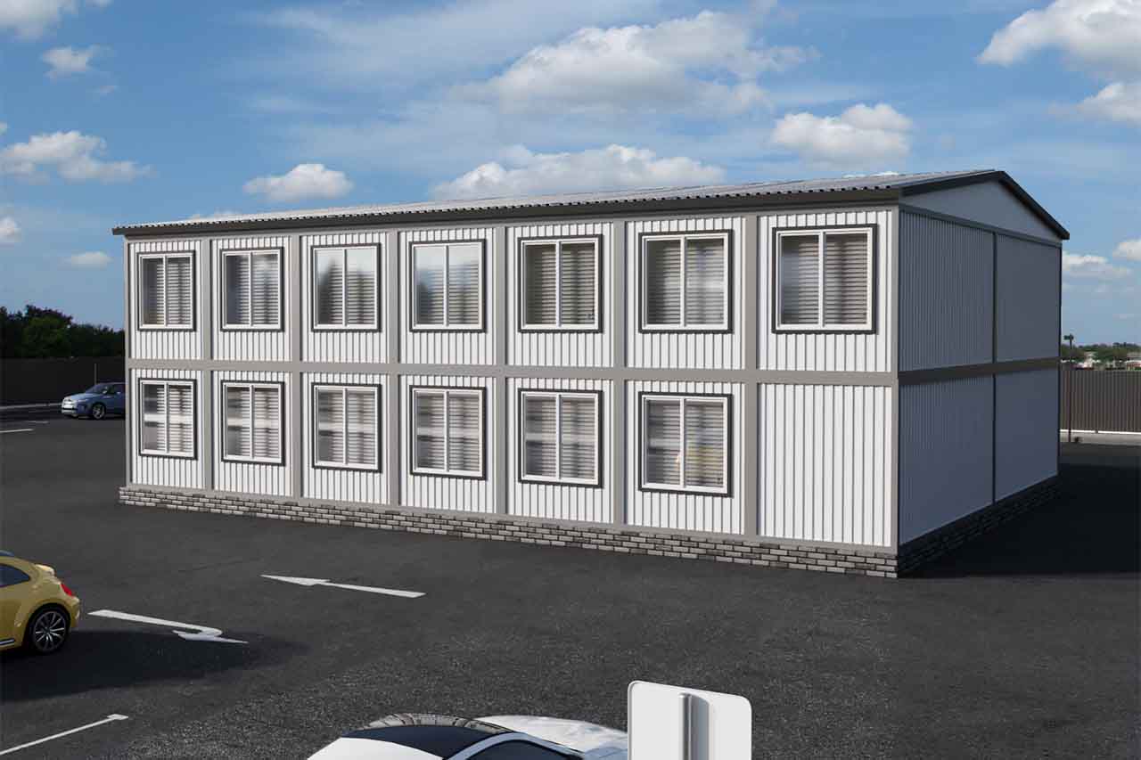 Модульное здание 201,6 кв.м. площадью артикул вп 4 - 202 фасад вид 1