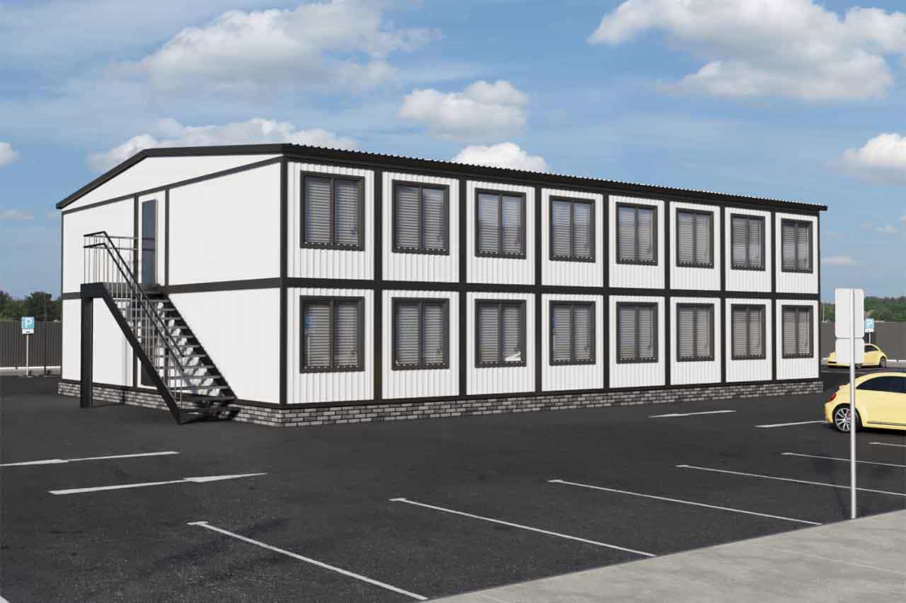 Модульное здание абк 538 кв.м. артикул АБК 5 - 538 фасад вид 2