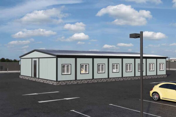 Модульное здание общежития 230.4 кв.м. артикул МО 2 - 230 фасад вид 2