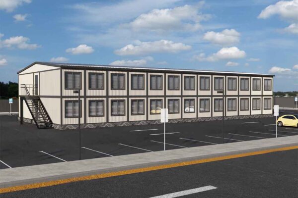 Модульное здание общежития артикул вп 1 - 874 фасад вид 1