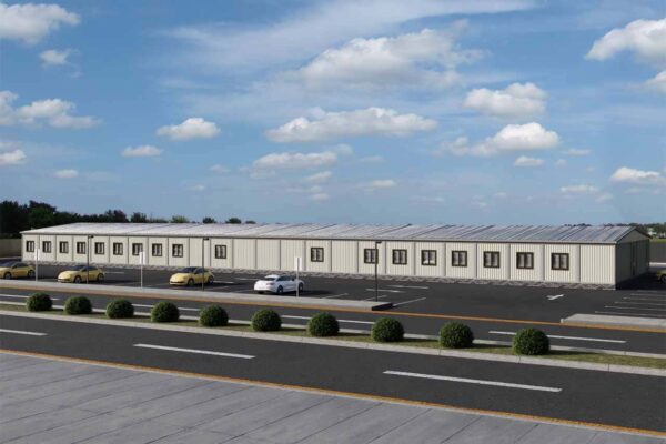 Модульное здание площадью 829 кв.м. артикул МО 4 - 829 фасад вид 1