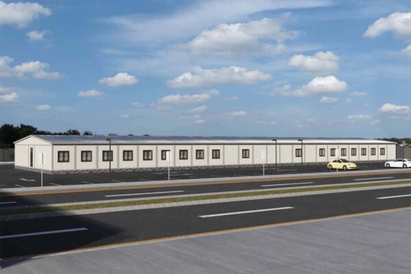 Модульное здание площадью 829 кв.м. артикул МО 4 - 829 фасад вид 2