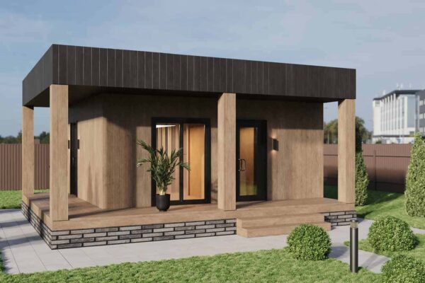 Модульный дом 29 кв.м. артикул мд5-29 фасад вид 2