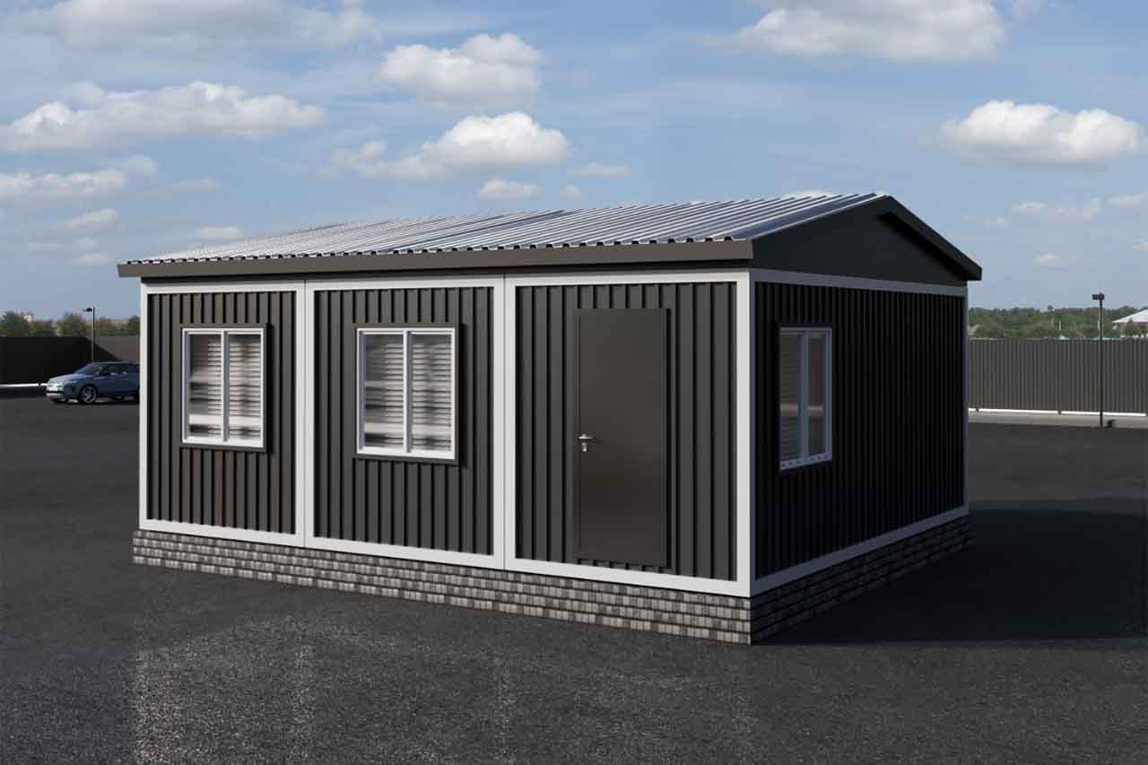 Модульный офис 43,2м2 с двускатной крышей 7,2х6м вид1