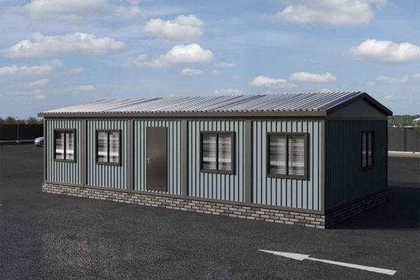 Модульный офис 72м2 12х6м с двускатной крышей вид 2