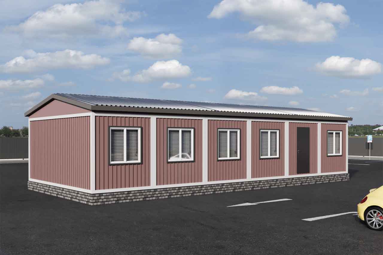 Модульный офис 86,4м2 14,4х6м с двускатной крышей