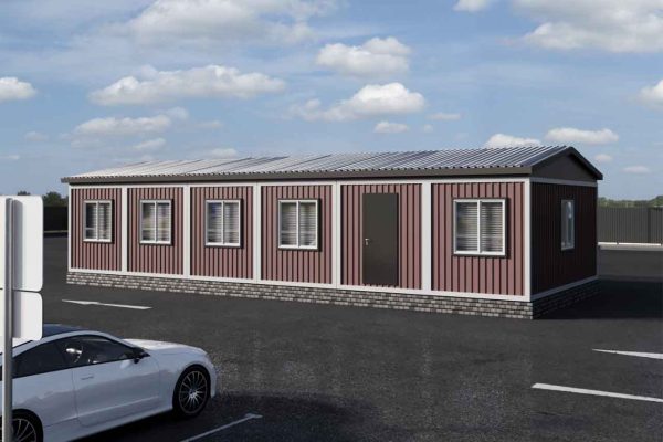 Модульный офис 86,4м2 14,4х6м с двускатной крышей вид 2