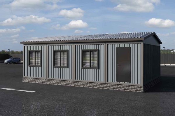 Модульный офис с двускатной крышей 57,6м2 9,6х6м