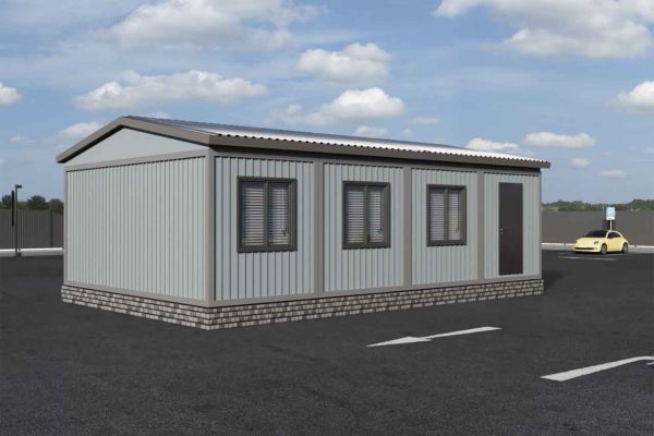 Модульный офис с двускатной крышей 57,6м2 9,6х6м вид 2