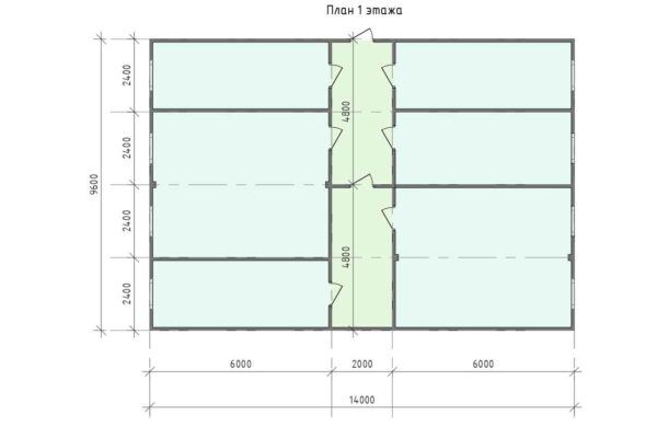 План 1 этажа модульного офисного здания площадью 268.8 кв.м. артикул ВП2-269