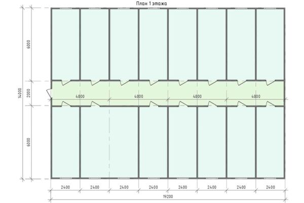 План 1 этажа модульного здания абк 538 кв.м. артикул АБК5 - 538