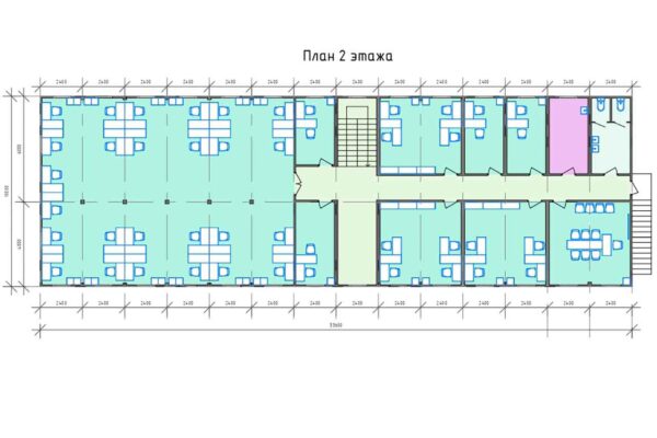 План 2 этажа модульного офисного здания 726 кв.м. артикул МОЗ 4 - 726