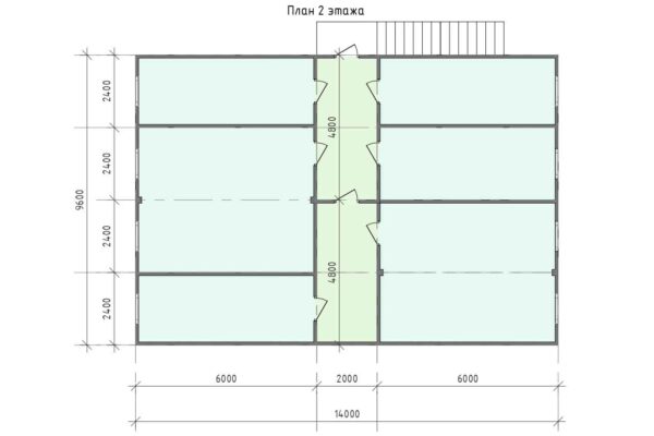План 2 этажа модульного офисного здания площадью 268.8 кв.м. артикул ВП2-269