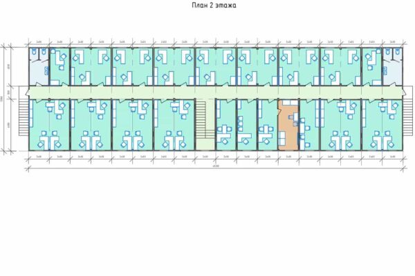 план 2 этажа модульного здания 518 кв.м. артикул МОЗ 3 - 518