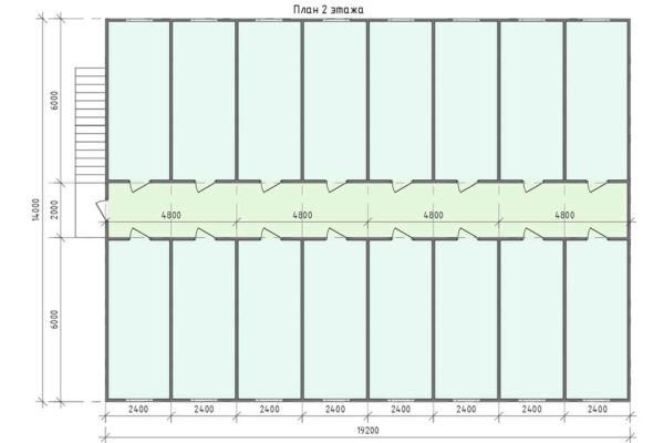 План 2 этажа модульного здания абк 538 кв.м. артикул АБК5 - 538
