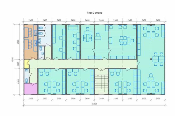 План 2 этажа модульного здания площадью 576 кв.м. артикул МОЗ 1 - 576