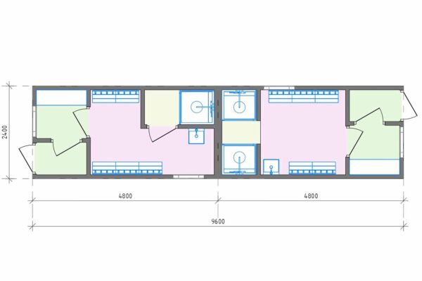 План модульной раздевалки 23 кв.м артикул МР5 - 23