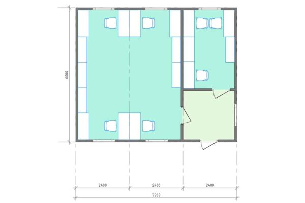 Планировка к модульному абк 43 кв.м. артикул АБК-3 -43