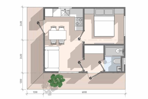 Планировка модульного дома 29 кв.м артикул МД5 - 29
