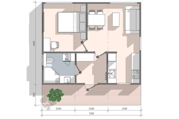 Планировка модульного дома 43 кв.м артикул МД6 - 43