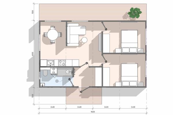 планировка модульного дома 58 кв.м. артикул МД7 - 58