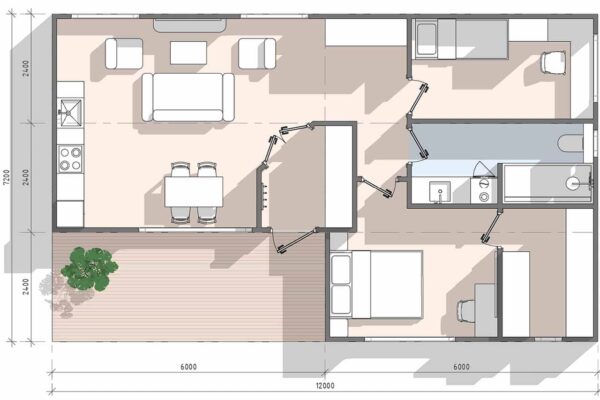 Планировка модульного дома 72 кв.м. артикул МД-8 - 72