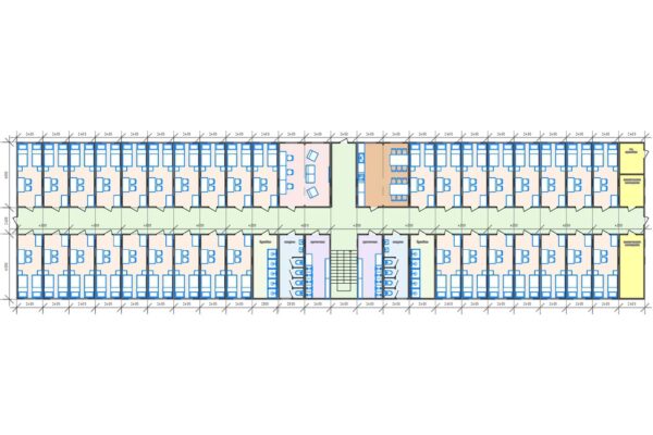 Планировка модульного здания площадью 829 м2 артикул МО4 - 829