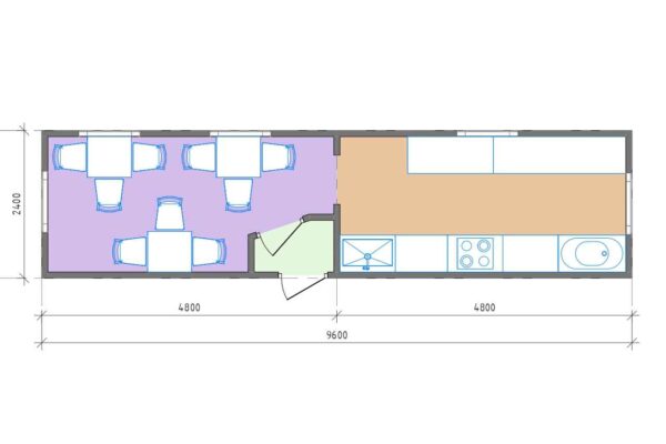 Планировка модульной столовой 23 кв.м. артикул МС5 - 23