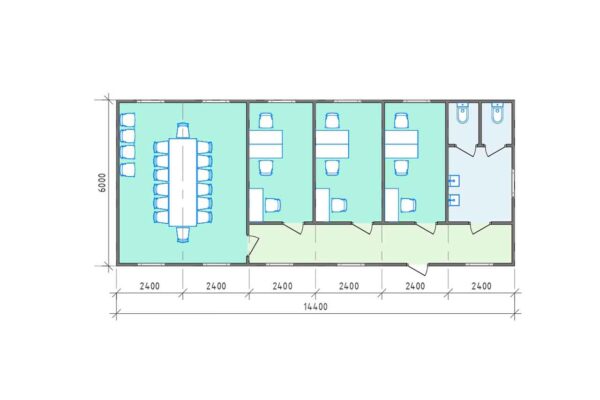 Планировка мозульного здания АБК площадью 86 кв.м. артикул АБК2 - 86