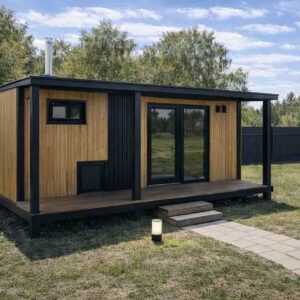 Баня с террасой 2-14 фронтальный вид