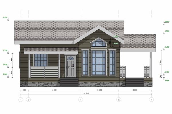 Фасад барнхауса БД-10-85 в осях 1-7