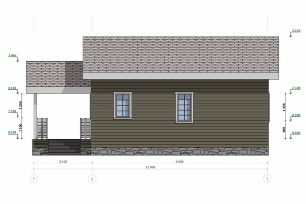 Фасад барнхауса БД-10-85 в осях 7-1