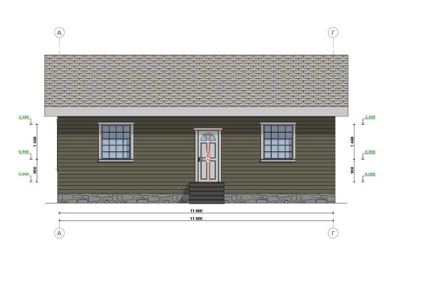 фасад барнхауса БД-9-66 в осях А-Г