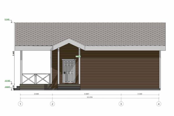 Фасад в осях 1-4 барнхаус БД-11-96