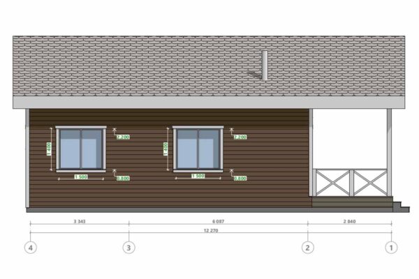 Фасад в осях 4-1 барнхаус БД 11-96