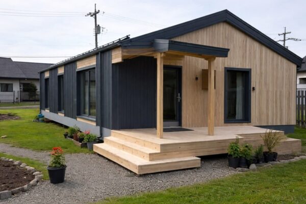 фронтальный ракурс каркасного дома площадью 130,3кв.м. 1280х853px