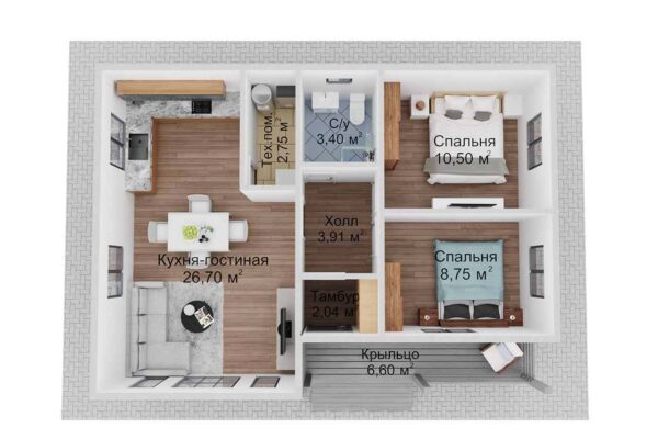 Эргономика барнхауса БД-8-72 план с меблировкой