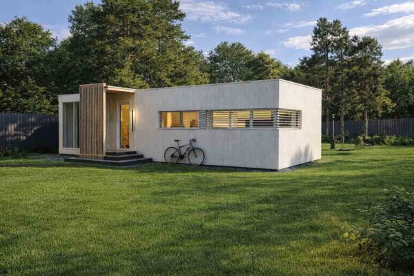 Модульный дом 58 м2 МД-36-58 вид фасада 2