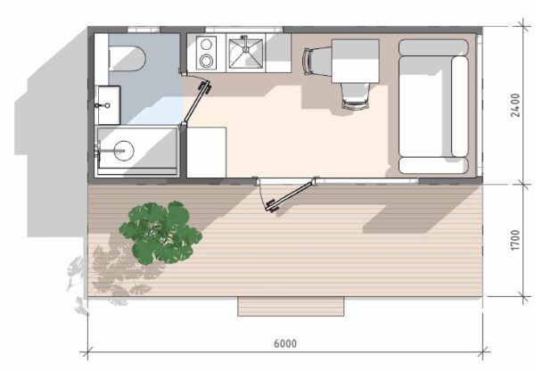 Планировка модульного дома 14кв.м. МД-38-14