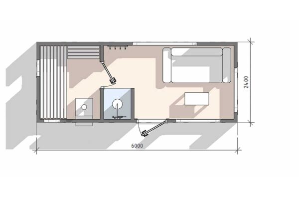 Проект бани 1-14 планировка с размерами