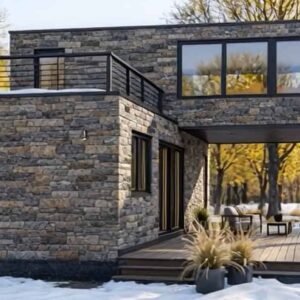 Двухэтажный модульный дом МД-43-80 вид фасада 4